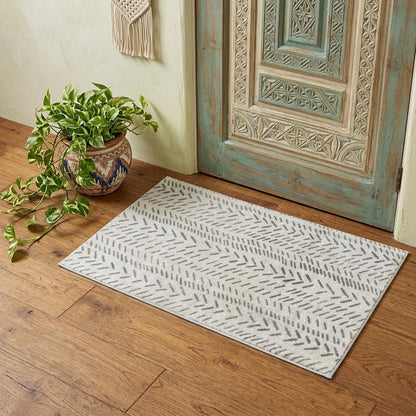 2' X 4' Taupe Abstract Machine Tufted Area Rug With UV Protection