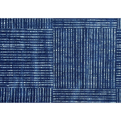 2' X 3' Navy Blue Striped Washable Area Rug With UV Protection