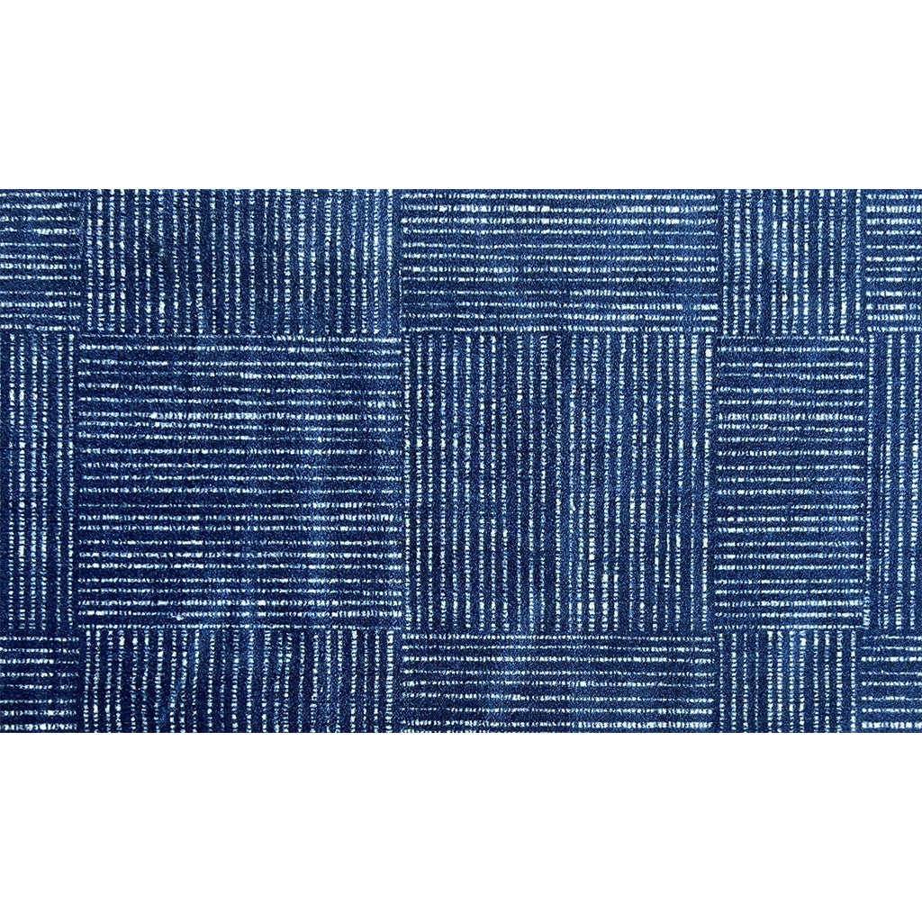 2' X 4' Navy Blue Striped Washable Area Rug With UV Protection