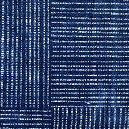 2' X 6' Navy Blue Striped Washable Runner Rug With UV Protection