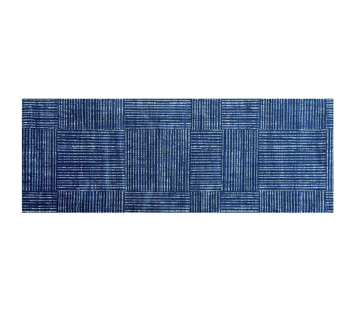 2' X 6' Navy Blue Striped Washable Runner Rug With UV Protection