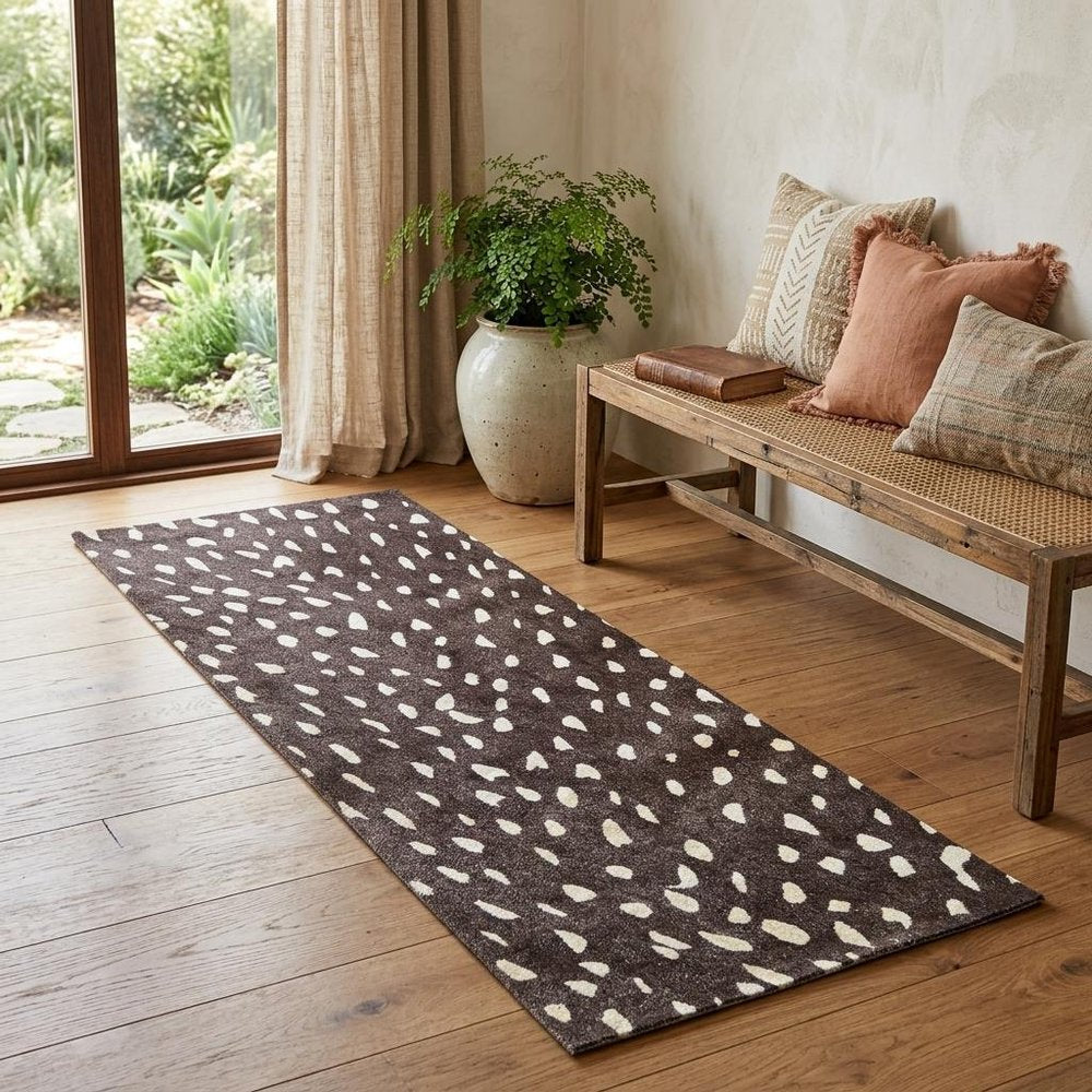 2' X 6' Chocolate Animal Print Washable Runner Rug With Uv Protection