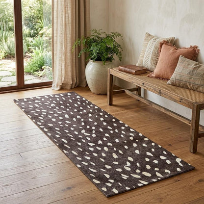 2' X 6' Chocolate Animal Print Washable Runner Rug With Uv Protection