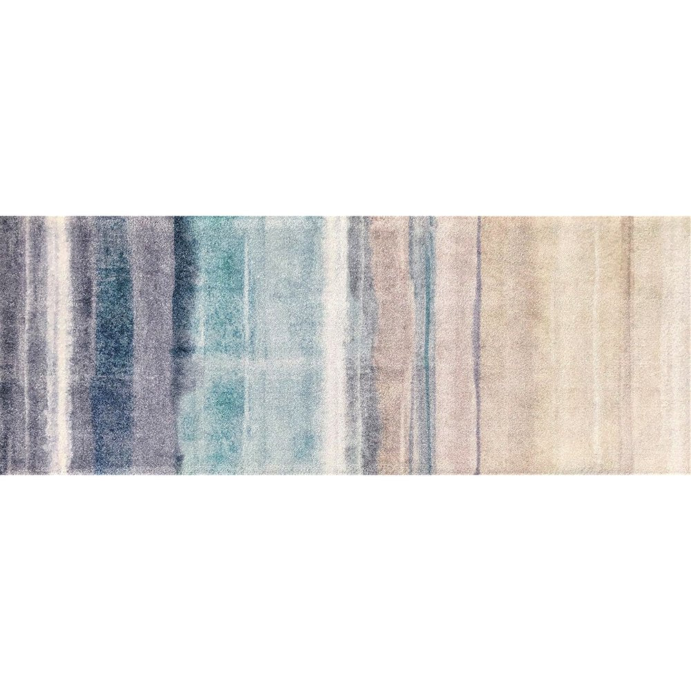 2' X 6' Turquoise Ombre Machine Washable Runner Rug With UV Protection