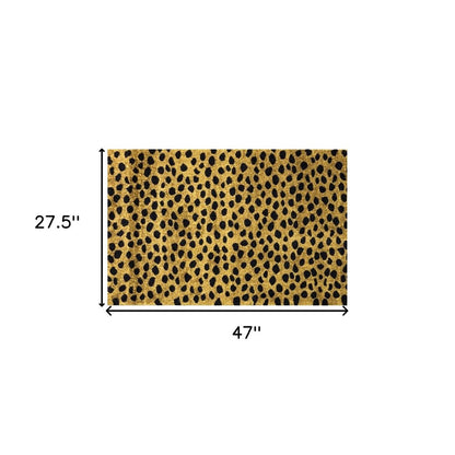 2' X 4' Bronze Leopard Print Washable Area Rug With UV Protection