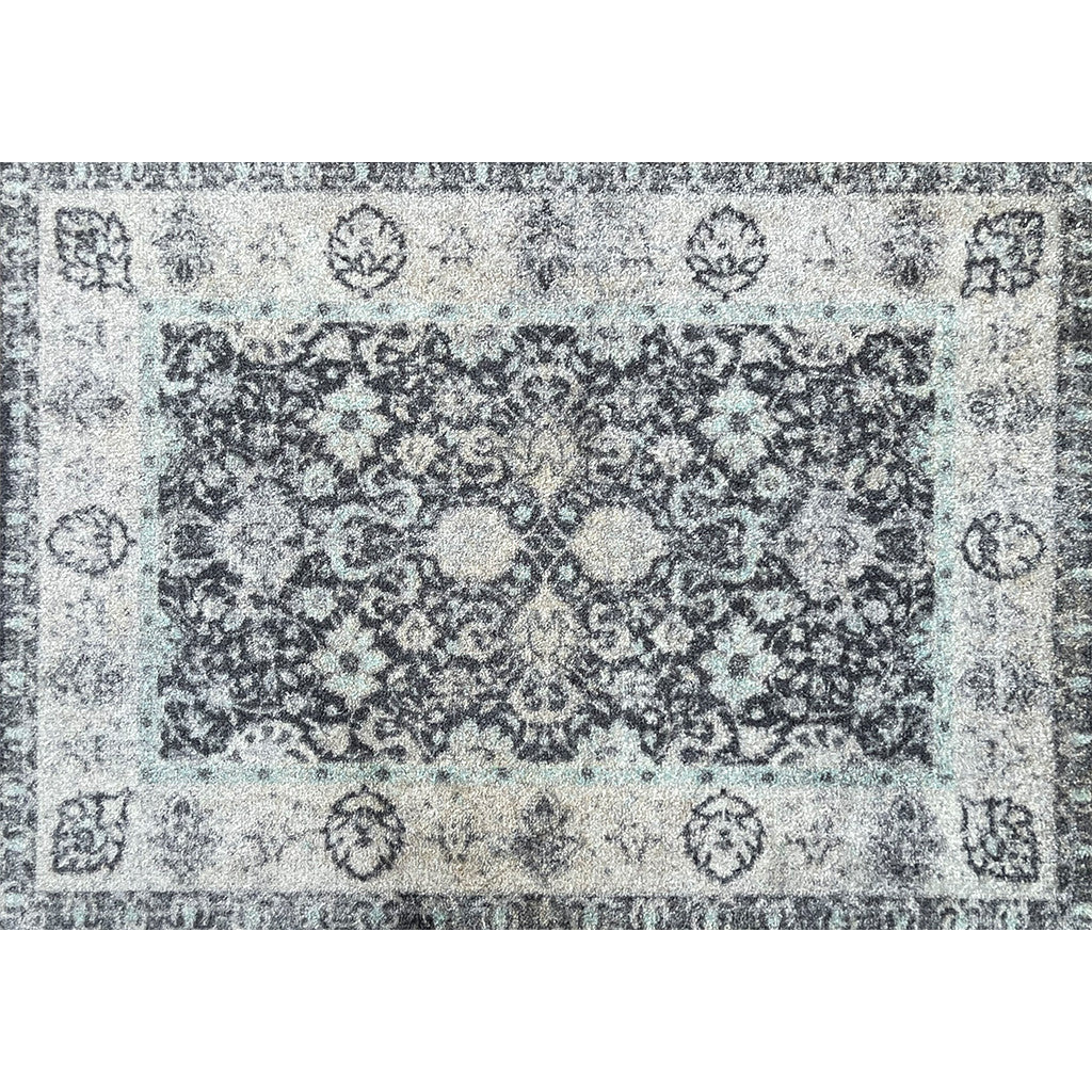 2' X 3' Gray Oriental Washable Area Rug With UV Protection