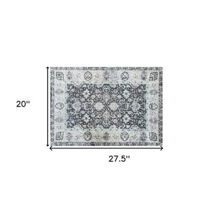 2' X 3' Gray Oriental Washable Area Rug With UV Protection