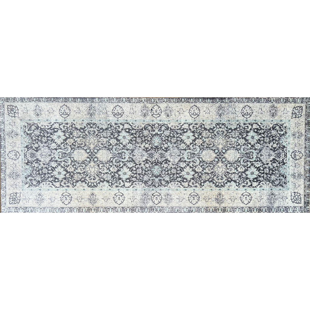 2' X 6' Gray Oriental Washable Runner Rug With UV Protection