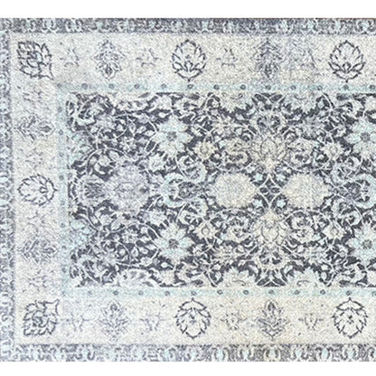 2' X 6' Gray Oriental Washable Runner Rug With UV Protection