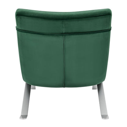 66" Green and Silver Velvet Lounge Chair