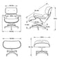 35" Black Genuine Leather Tufted Swivel Lounge Chair With Ottoman