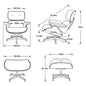 35" Black Genuine Leather Tufted Swivel Lounge Chair With Ottoman