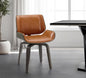 Brown and Black Upholstered Faux Leather Curved Back Dining Side Chair