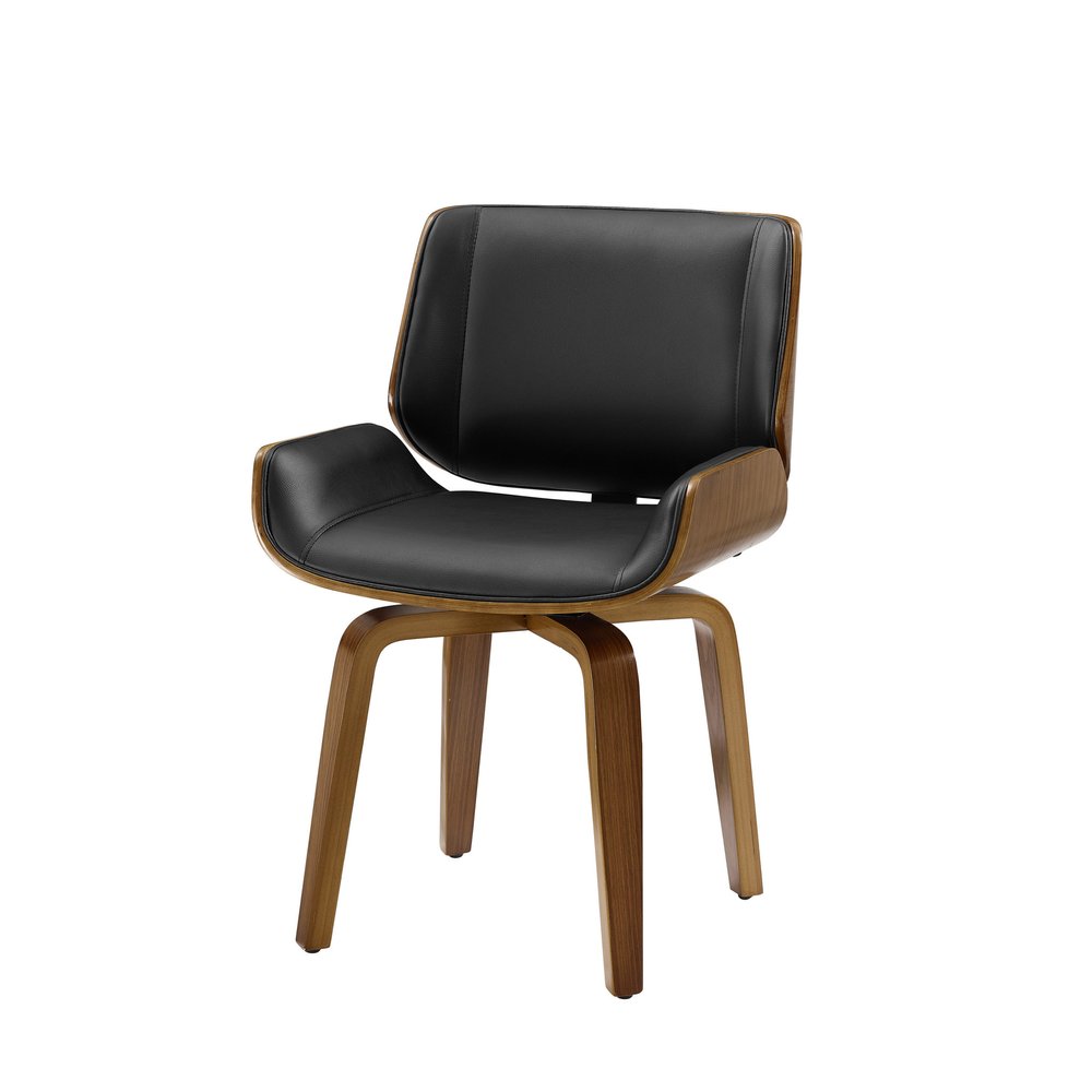 Black and Brown Upholstered Faux Leather Curved Back Dining Side Chair