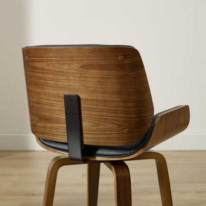 Black and Brown Upholstered Faux Leather Curved Back Dining Side Chair