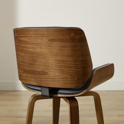Black and Brown Upholstered Faux Leather Curved Back Dining Side Chair