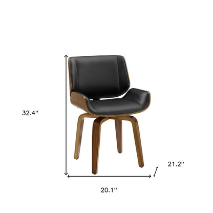 Black and Brown Upholstered Faux Leather Curved Back Dining Side Chair