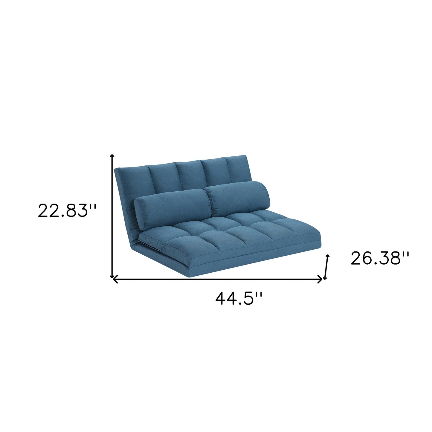 45" Blue Futon Convertible Sleeper Loveseat and Toss Pillows