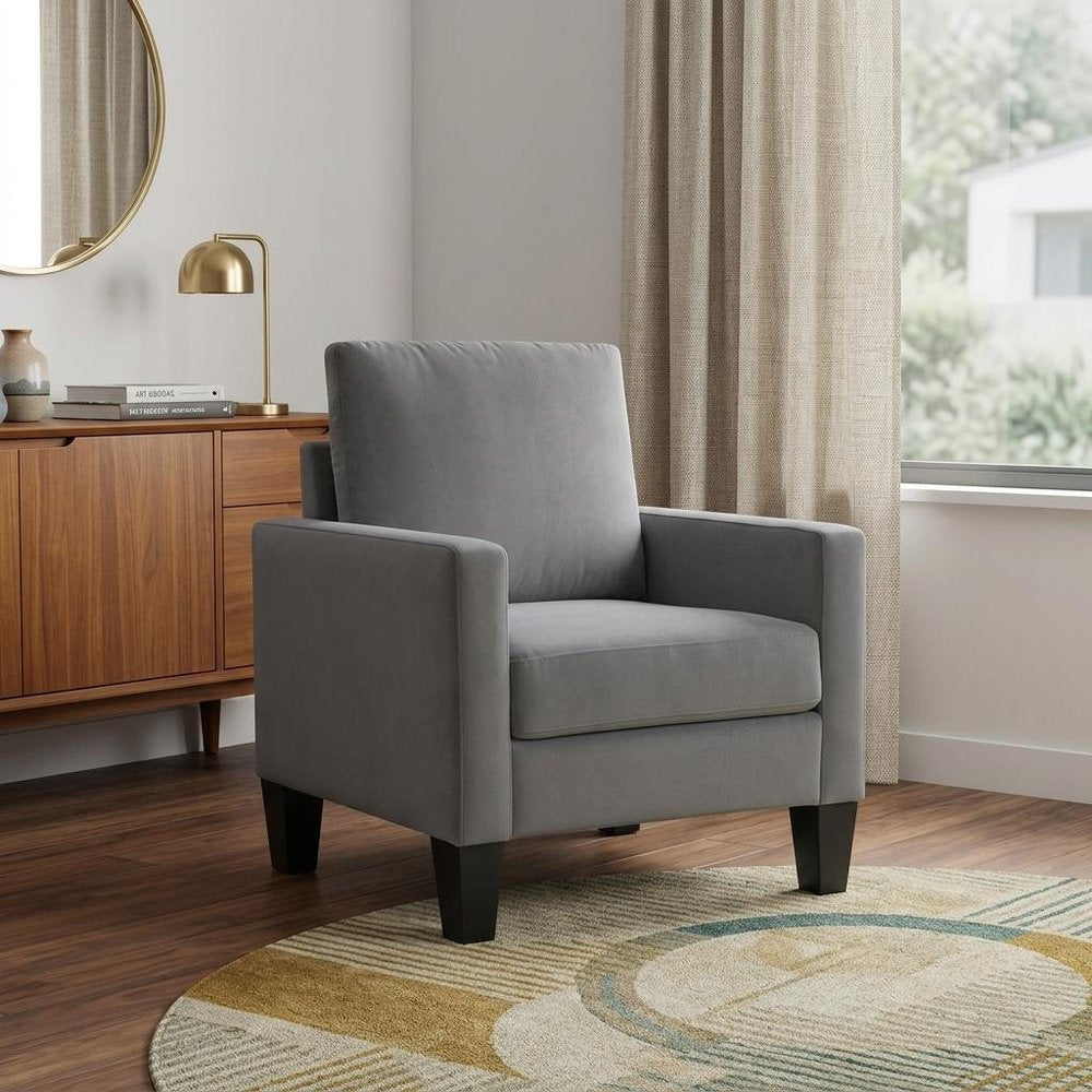 32" Gray and Black Upholstered Arm Chair