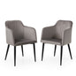 Set of Two 23" Gray and Black Velvet Arm Chair