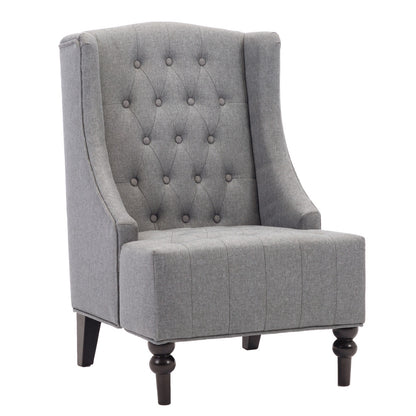 25" Gray And Black Upholstered Wingback Accent Chair