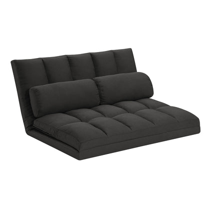 45" Gray Futon Convertible Sleeper Loveseat and Toss Pillows