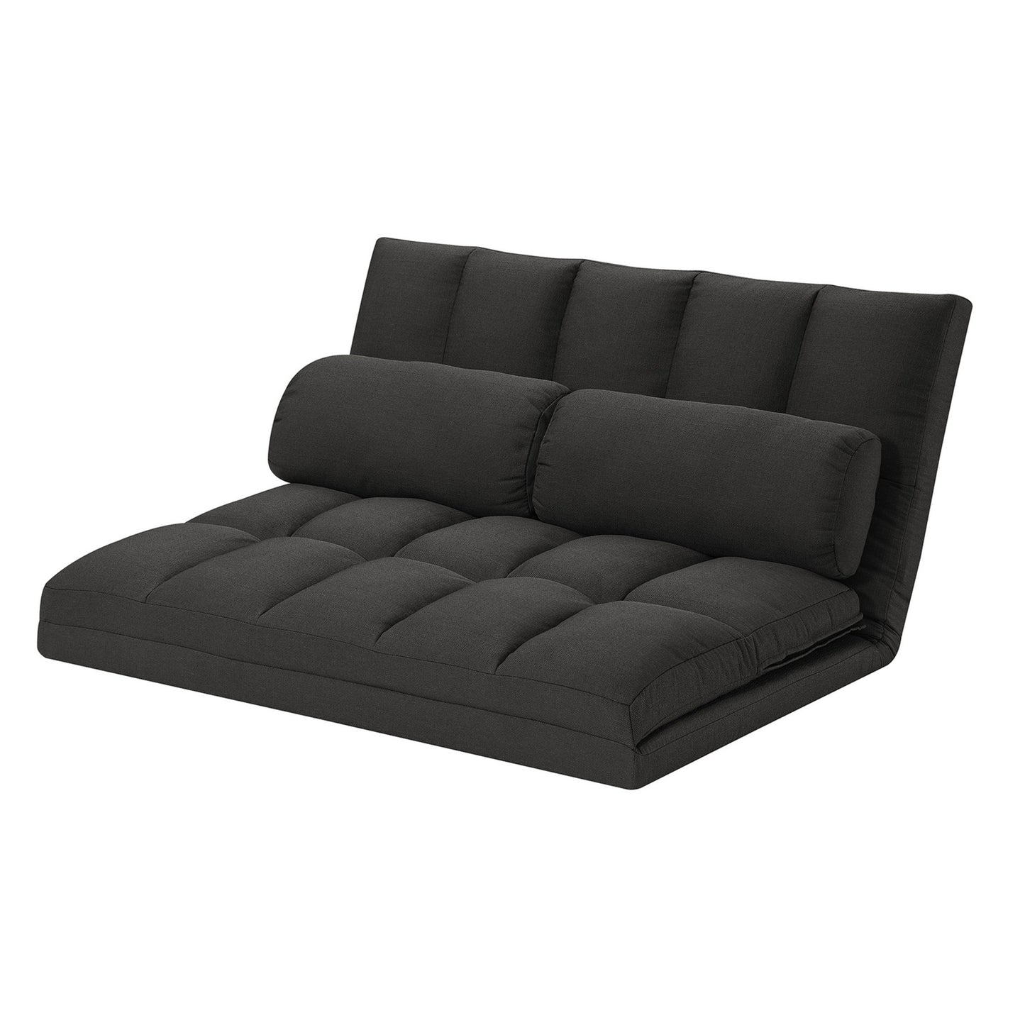 45" Gray Futon Convertible Sleeper Loveseat and Toss Pillows