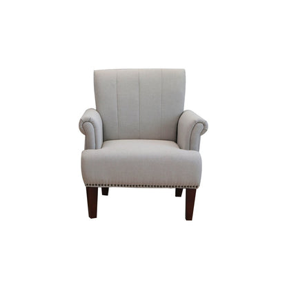30" Light Gray and Brown Upholstered Arm Chair