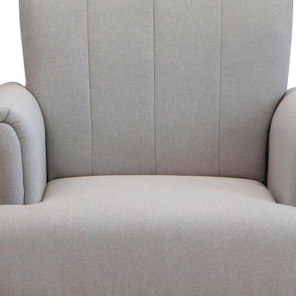 30" Light Gray And Brown Upholstered Arm Chair