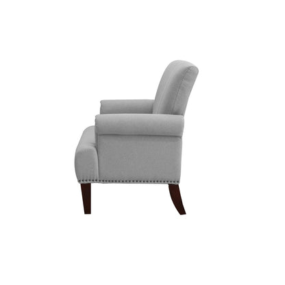 30" Light Gray and Brown Upholstered Arm Chair