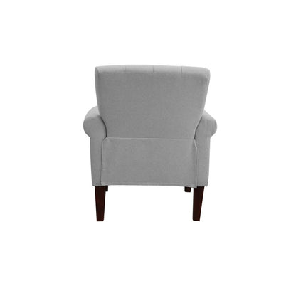 30" Light Gray and Brown Upholstered Arm Chair