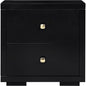 19" Black Solid and Manufactured Wood Two Drawer Nightstand