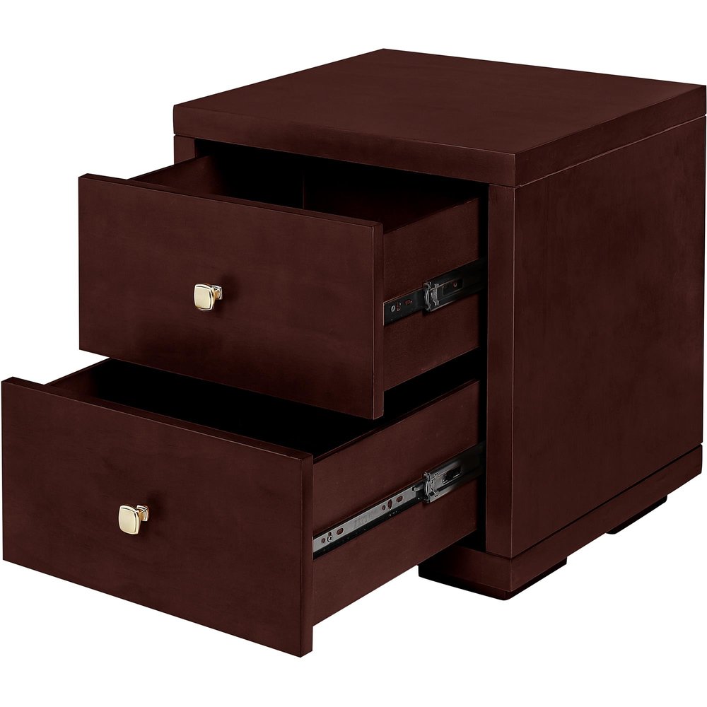 19" Black Solid and Manufactured Wood Two Drawer Nightstand