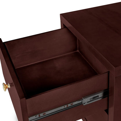 19" Black Solid and Manufactured Wood Two Drawer Nightstand