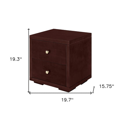 19" Light Brown Solid and Manufactured Wood Two Drawer Nightstand