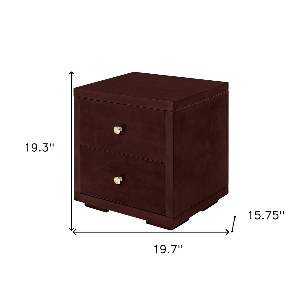 19" Black Solid and Manufactured Wood Two Drawer Nightstand