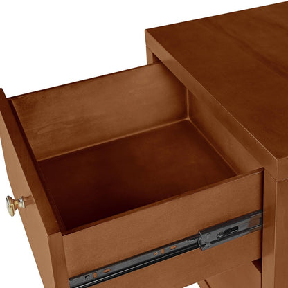 19" Light Brown Solid and Manufactured Wood Two Drawer Nightstand