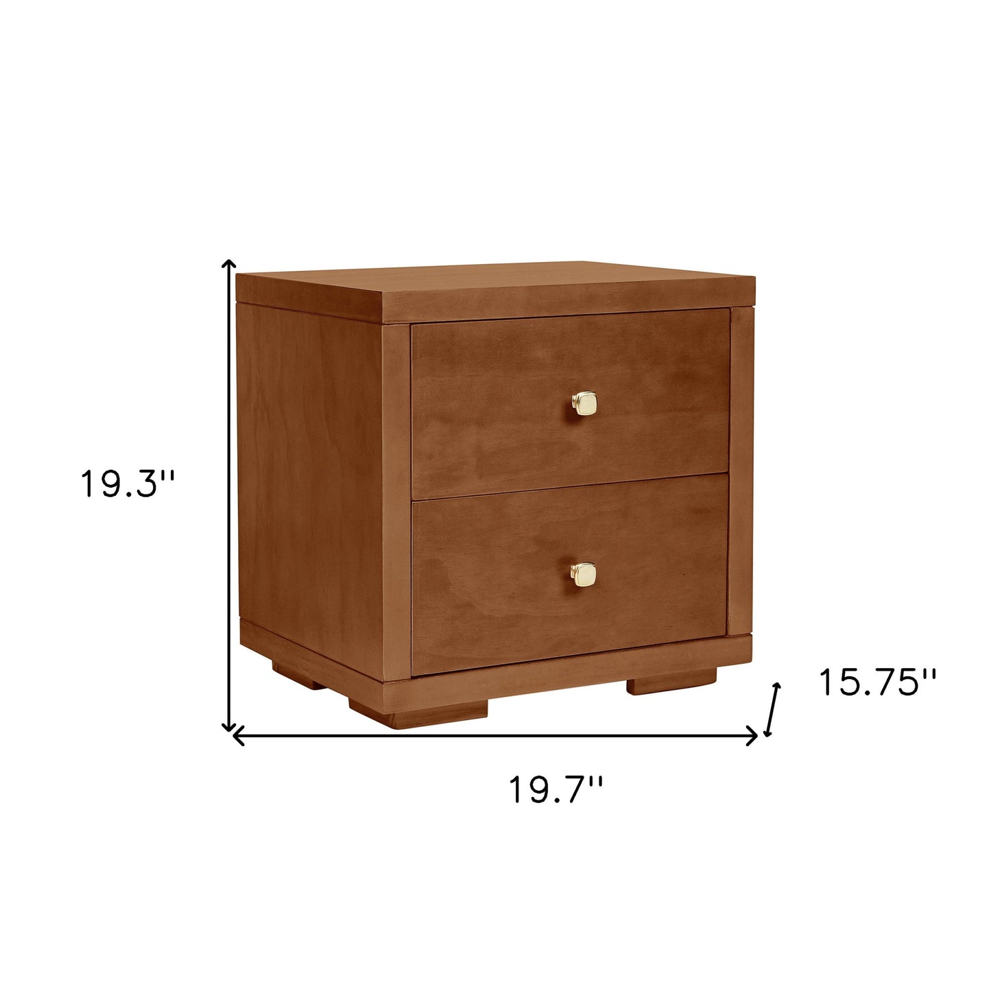 19" Black Two Drawer Nightstand