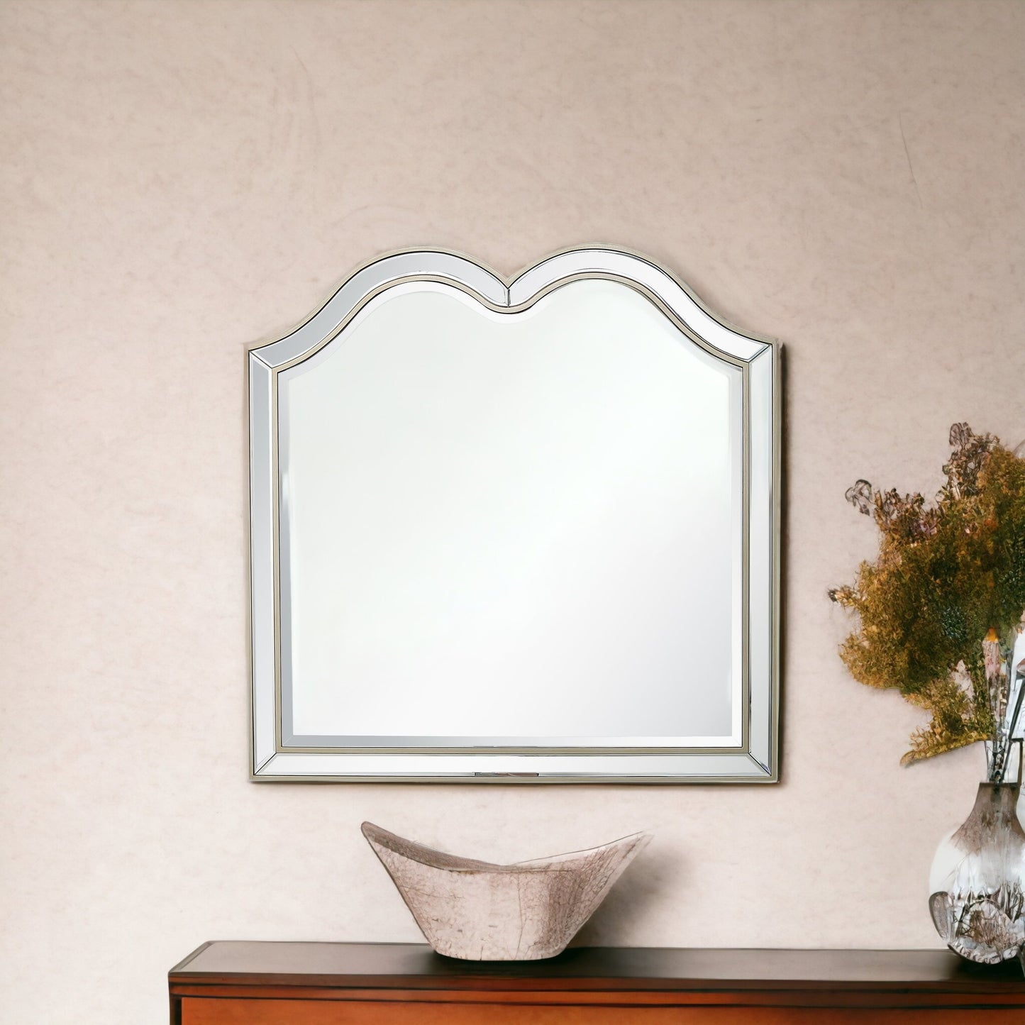 35" Champagne Novelty Accent Wood Mirror