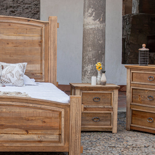 28" Wood Brown Two Drawer Nightstand