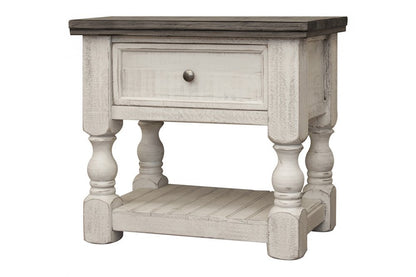 27" Ivory Solid Wood One Drawer Nightstand