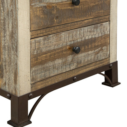 27" Brown Two Drawer Nightstand