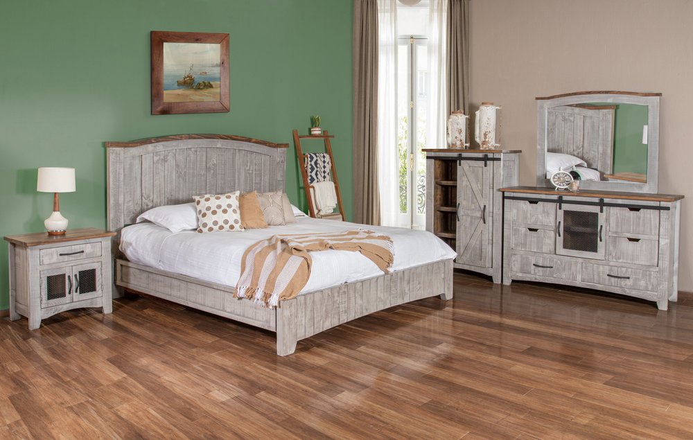 27" Gray Solid Wood One Drawer Nightstand