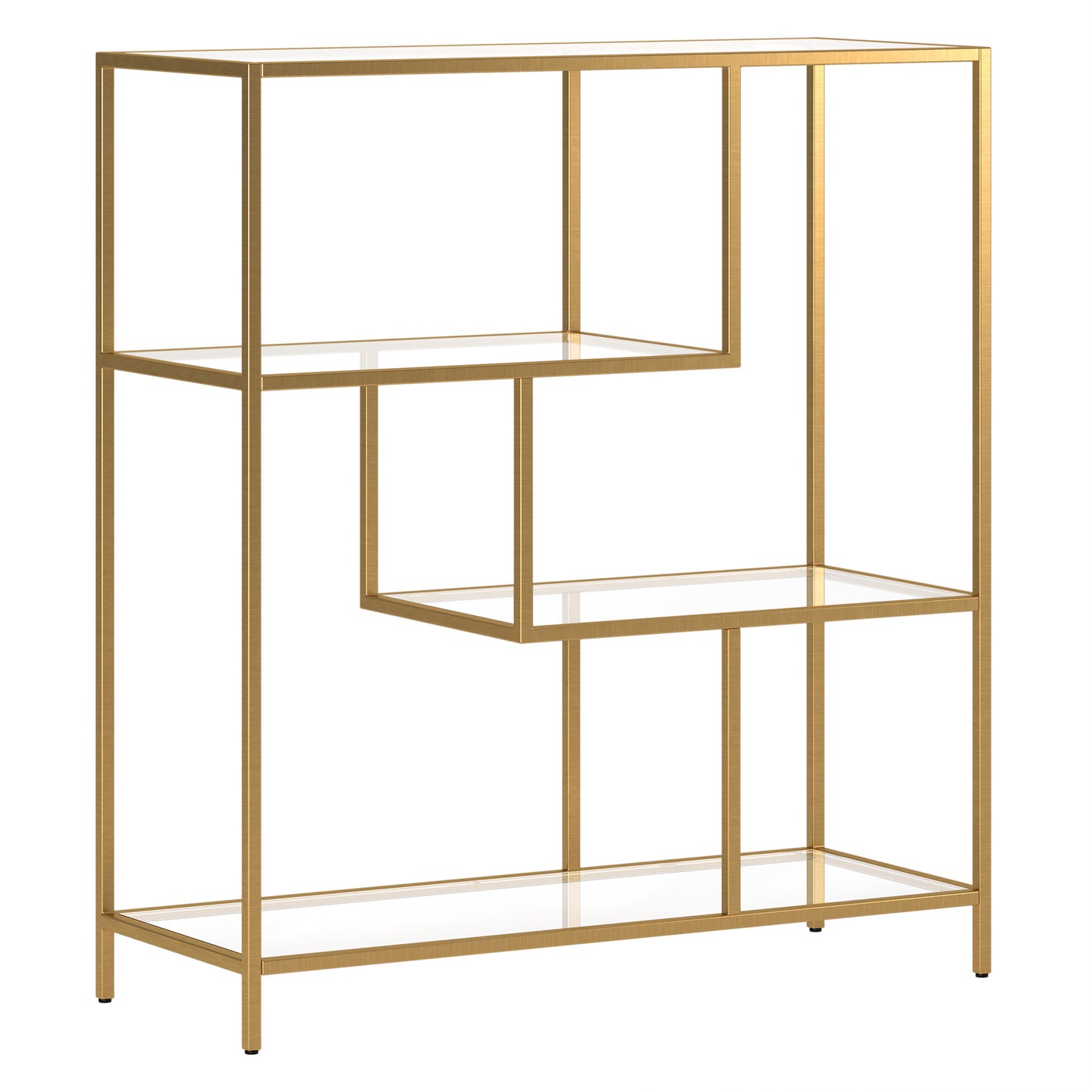 40" Gold Metal And Glass Four Tier Etagere Bookcase