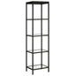 70" Black Metal and Glass Four Tier Bookcase