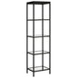 70" Black Metal and Glass Four Tier Bookcase