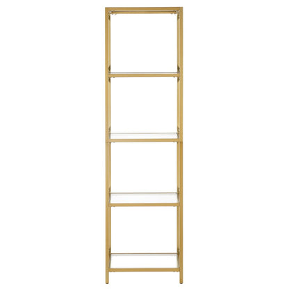 Gold Metal and Glass Four Tier Etagere Bookcase