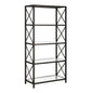 66" Black Metal and Glass Five Tier Etagere Bookcase