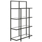 62" Black Metal And Glass Four Tier Etagere Bookcase