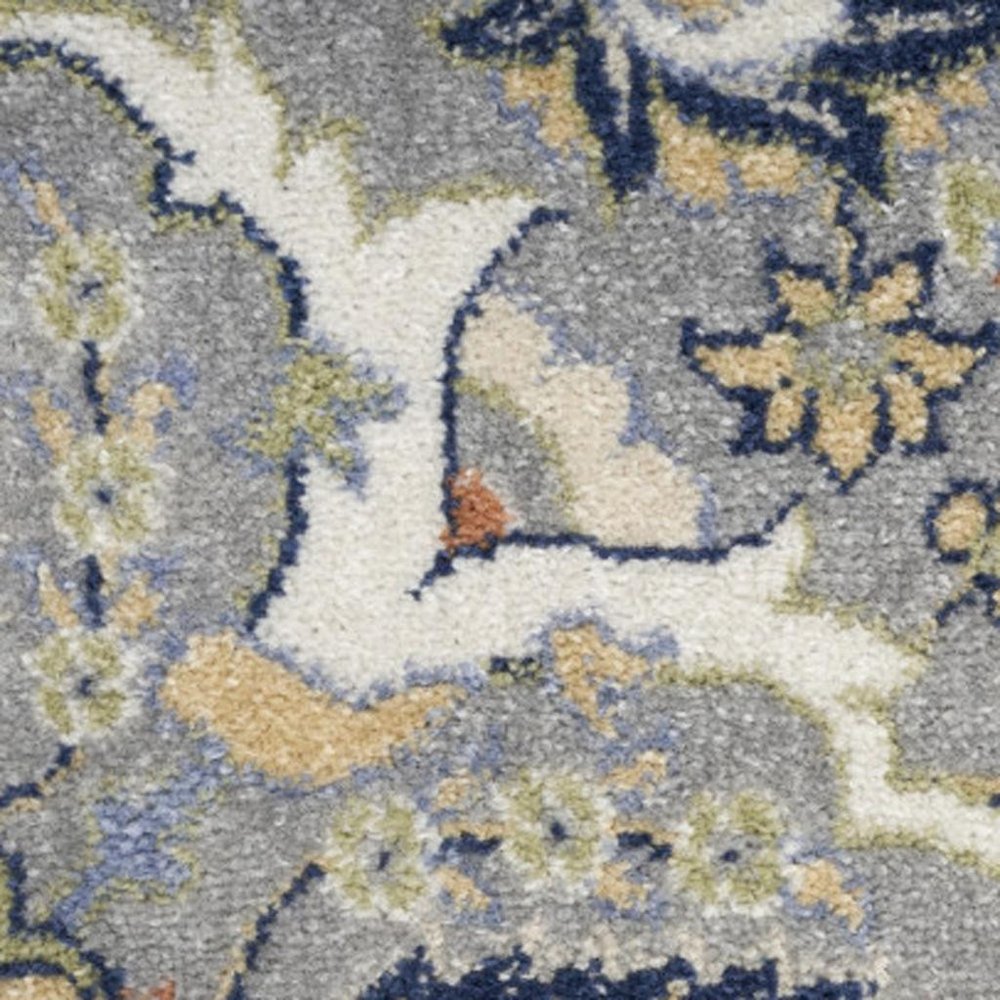 5' X 7' Green and Ivory Floral Power Loom Area Rug